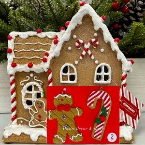 Holiday Gingerbread Man & Candy Cane Ornaments Set